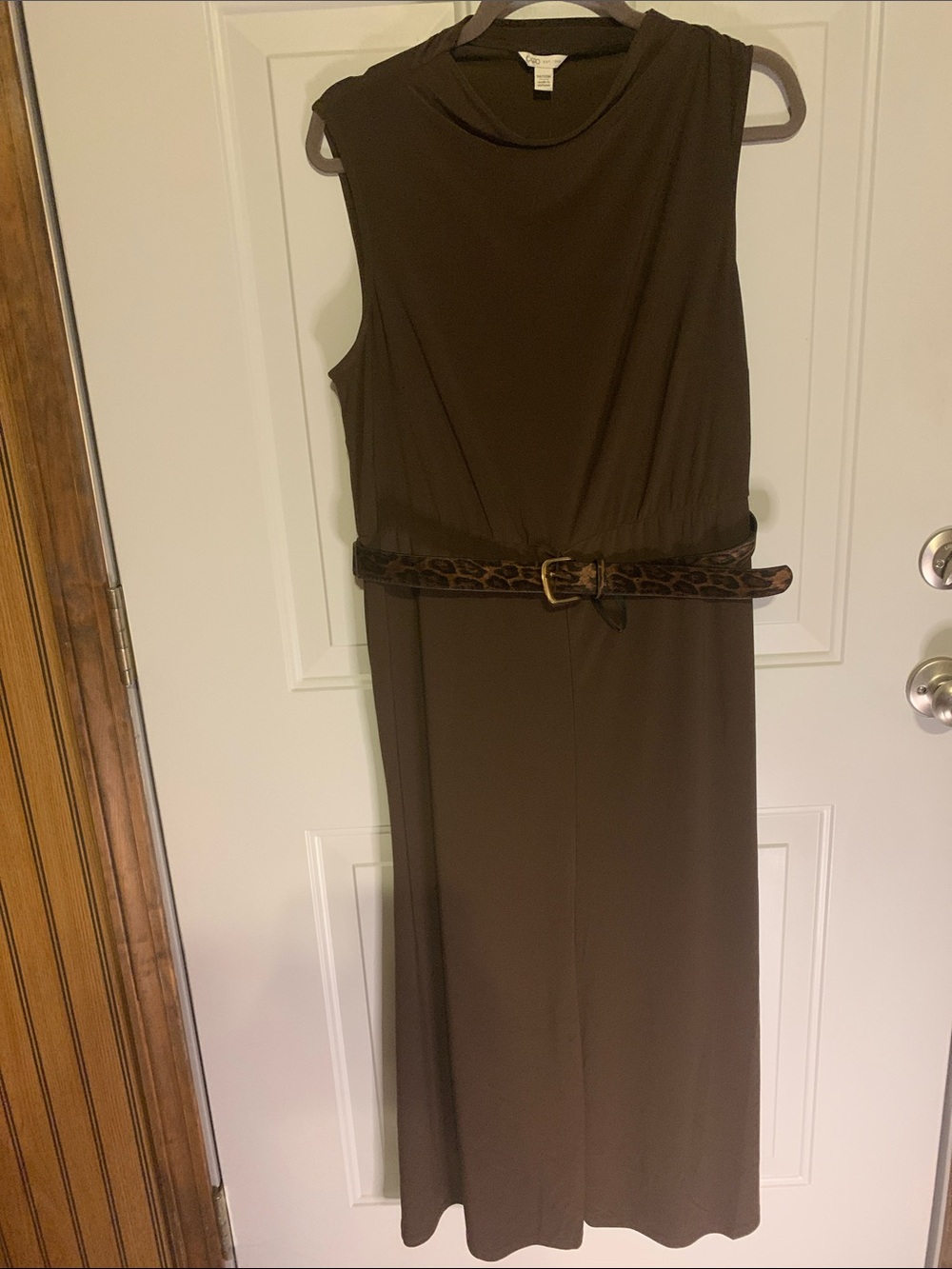 Cato Brown Sleeveless Dress with Leopard-Print Belt Size 14w-16 All occasions